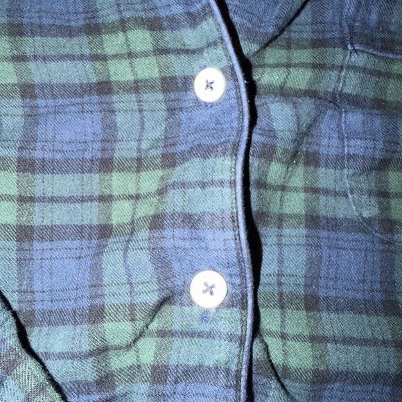 J.Crew Women's Cotton Flannel Pajama TOP ONLY Green Tartan Size M Holiday - Picture 4 of 8